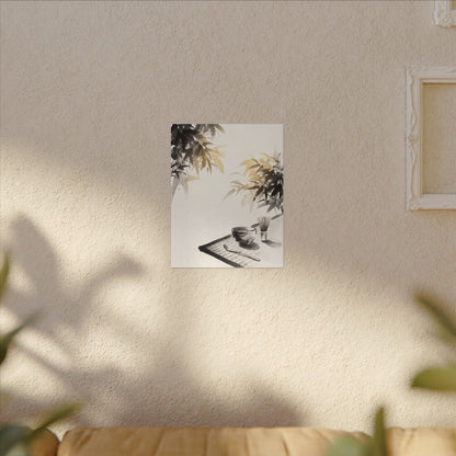 Tea Ceremony Sumi E Canvas Art | Serene Zen Art