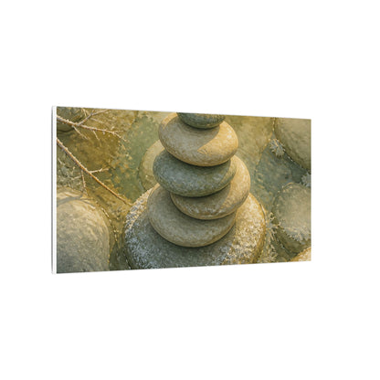River Stones Watercolor Canvas Art | Elegant Japandi Art