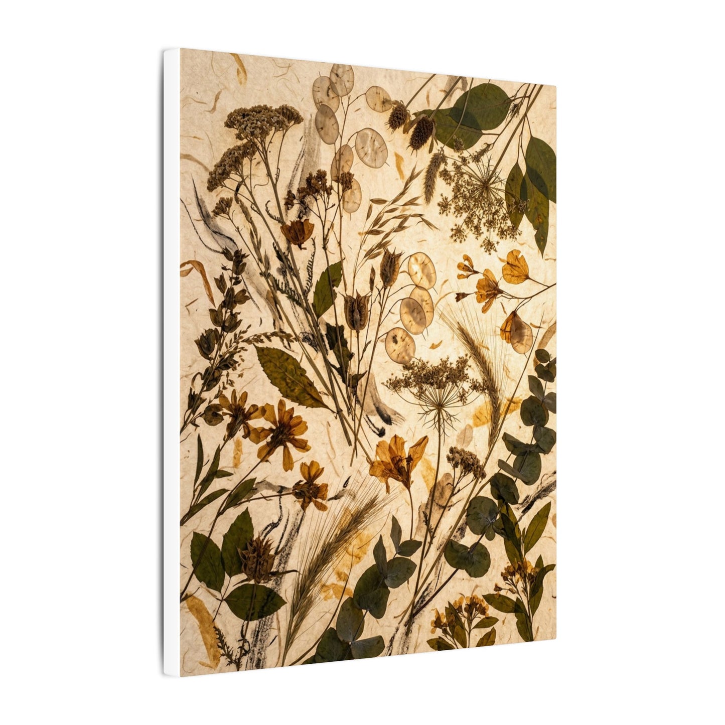 Dried Flowers Summer Canvas Art | Japandi Neutral Design