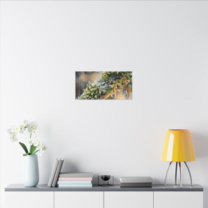 Winter Moss Close Up Watercolor Canvas Art | Neutral Decor