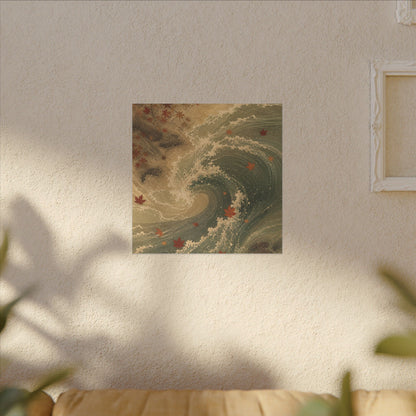 Japandi Ocean Wave in Candlelight | Japanese Pattern Canvas Art
