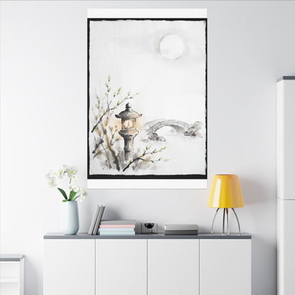 Moonlit Garden Spring Canvas Art | Zen Contemplative Design