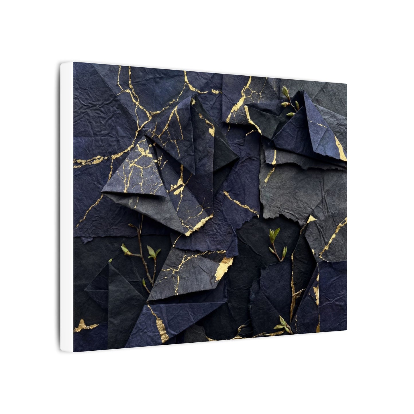 Beautiful Paper Fold Canvas Art - Crackle Gold Kintsugi
