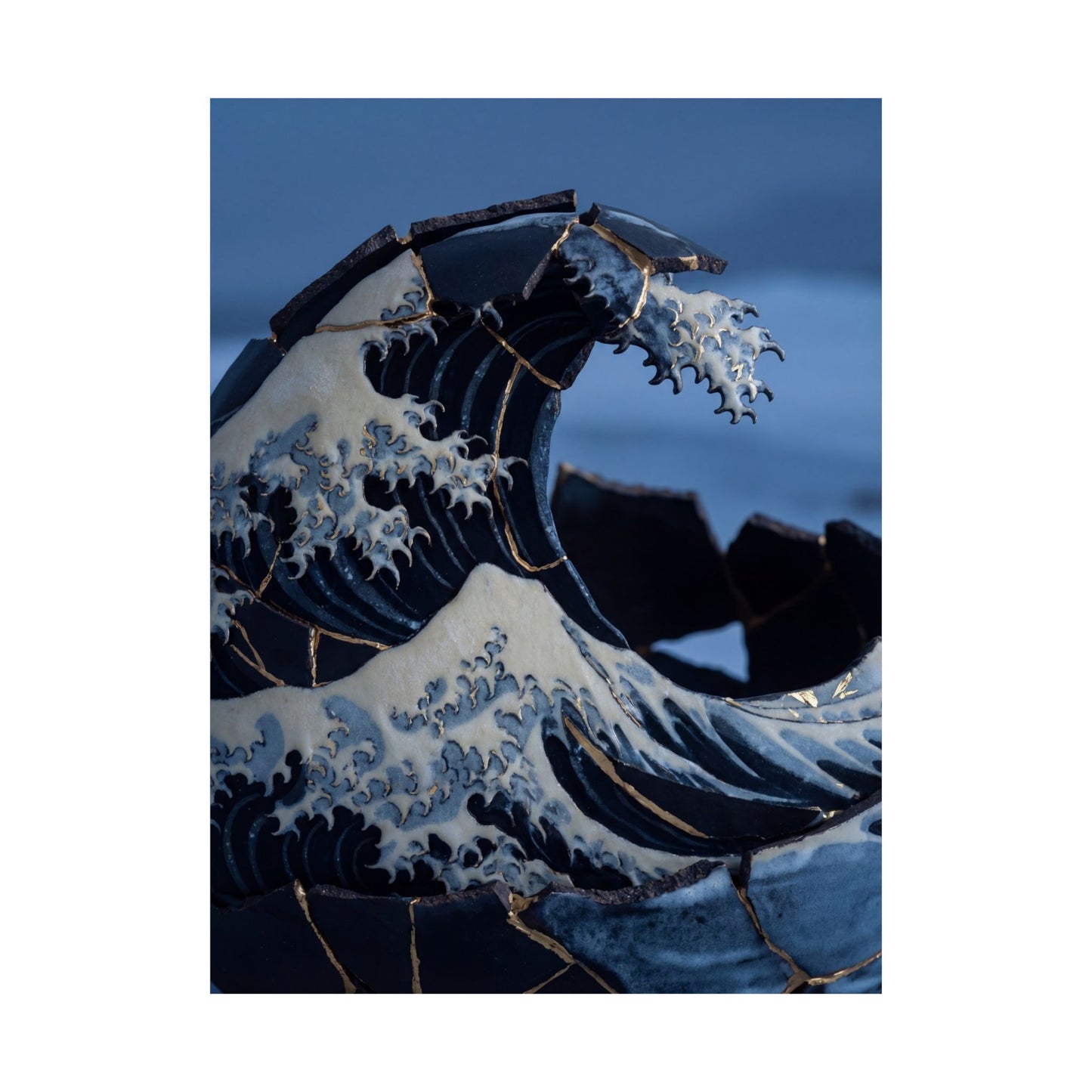 Winter Ocean Wave Gold Repair Wall Art Print | Resilient Decor