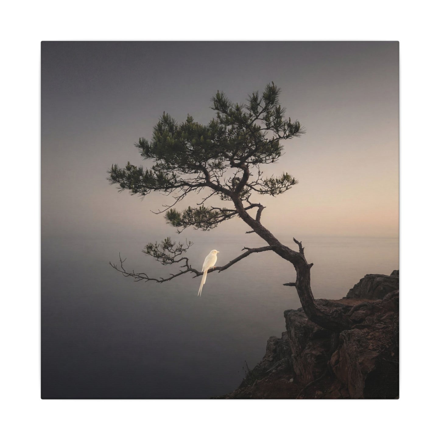 Dawn Pine Tree Canvas Art - Dark Japandi Datsuzoku