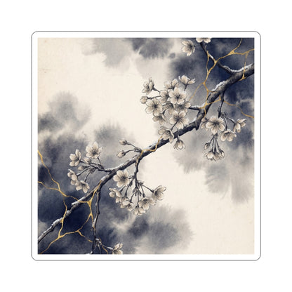 Cherry Blossom Gold Vein Sticker | Philosophical Kintsugi Art Art Print