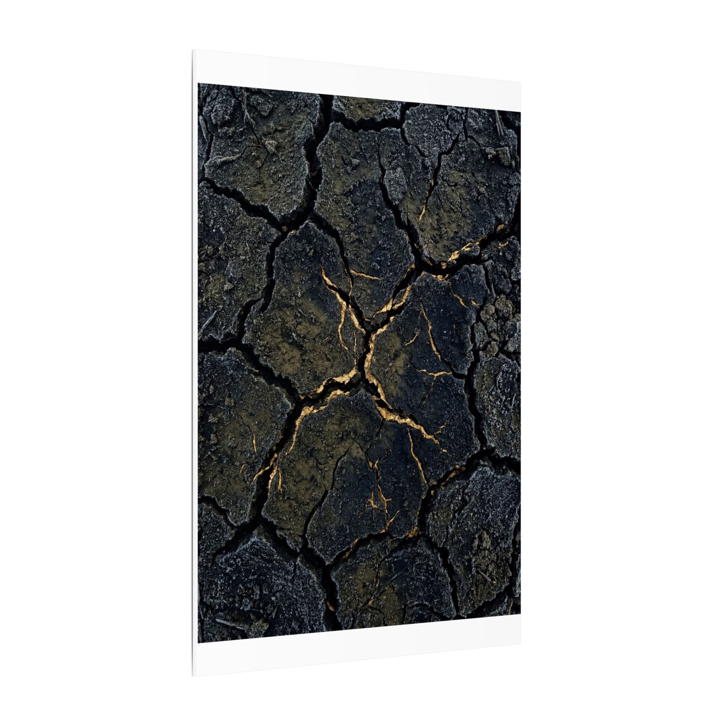 Overcast Cracked Earth Canvas Art - Dark Japandi Ma