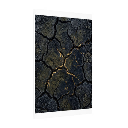 Overcast Cracked Earth Canvas Art - Dark Japandi Ma