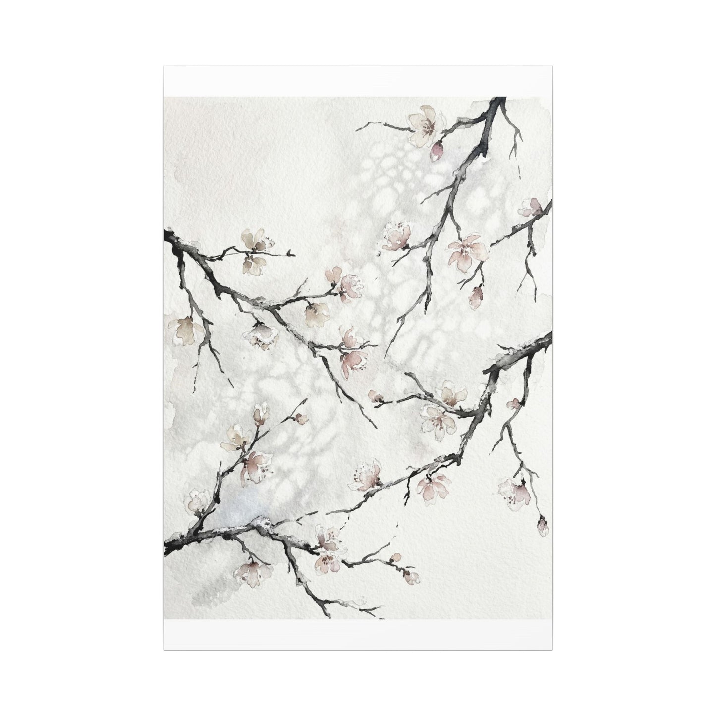 Cherry Blossom Canvas Art | Winter Japandi Watercolor Art