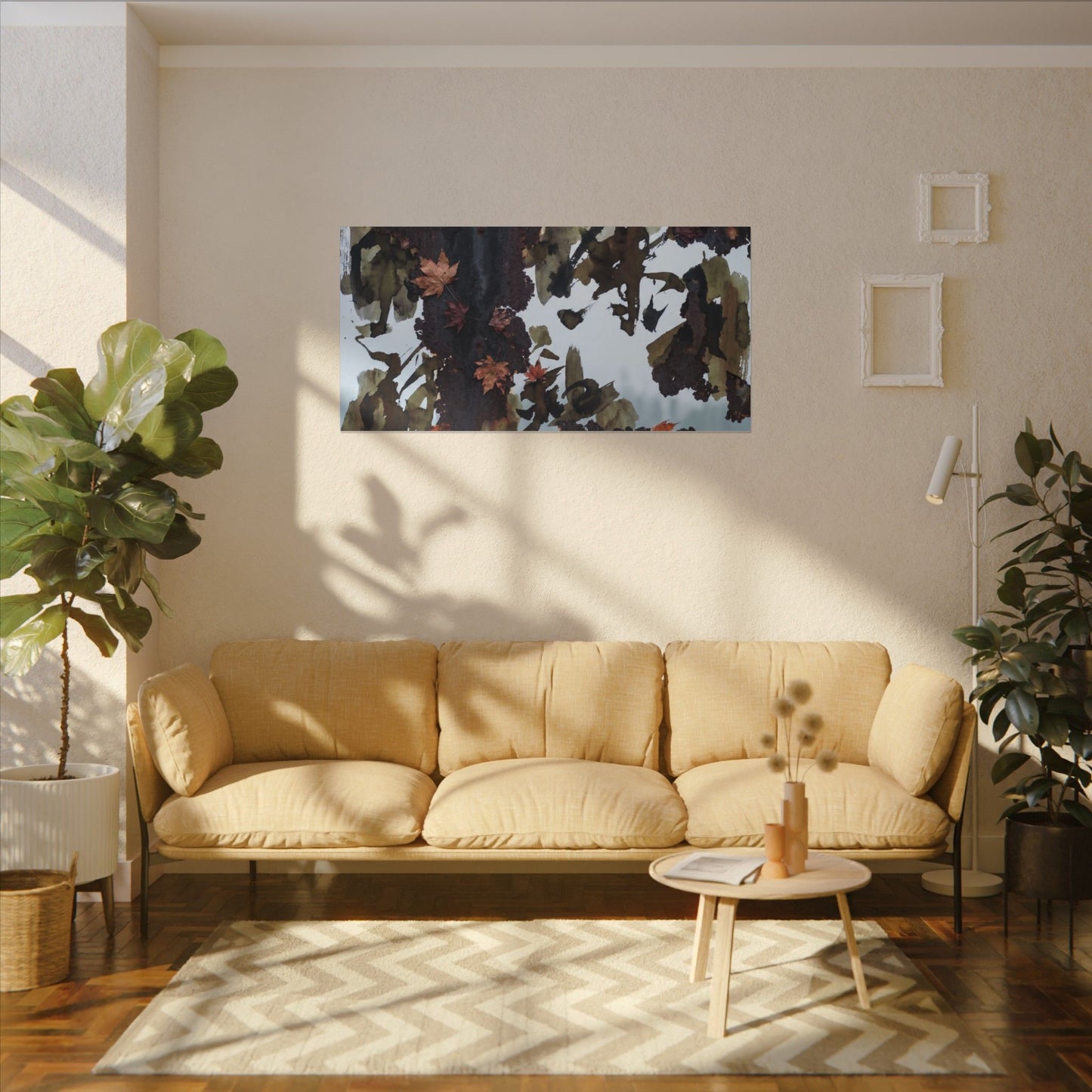 Rust Patina Charcoal Ink Canvas Art | Sophisticated Dark Japandi Art