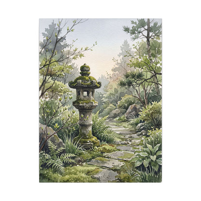 Neutral Stone Lantern Canvas Art - Watercolor Japandi
