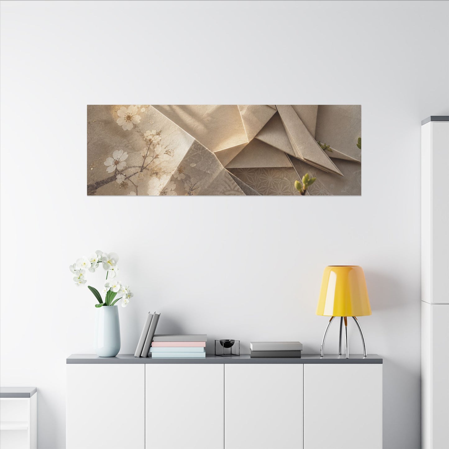 Golden Hour Paper Fold Canvas Art - Japandi Fukinsei