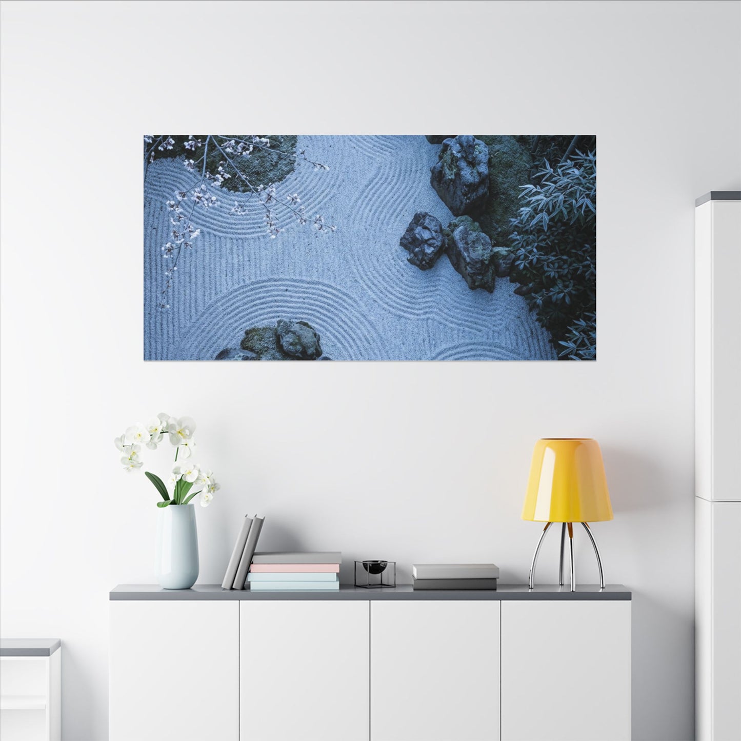Contemplative Cherry Blossom Canvas Art - Karesansui Zen