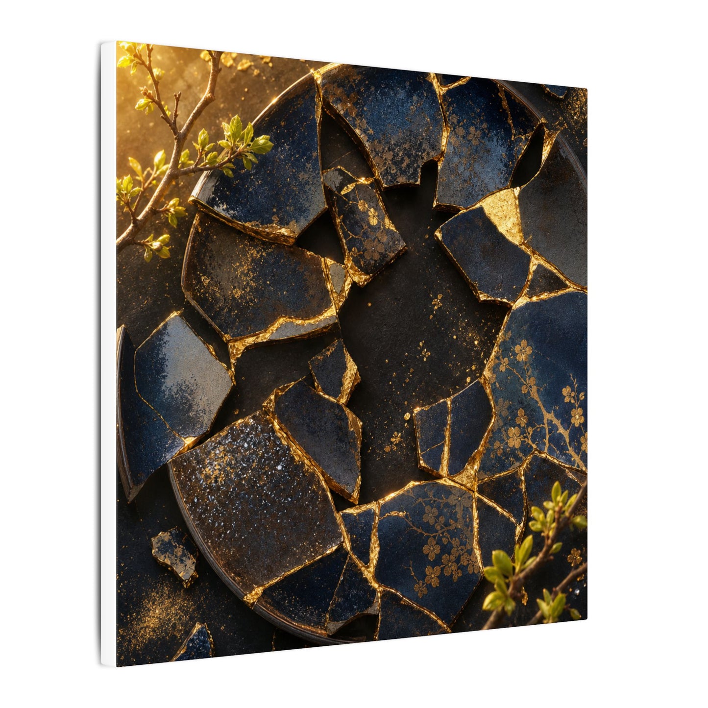 Golden Hour Broken Pottery Canvas Art - Kintsugi Ma