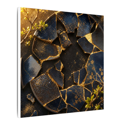 Golden Hour Broken Pottery Canvas Art - Kintsugi Ma