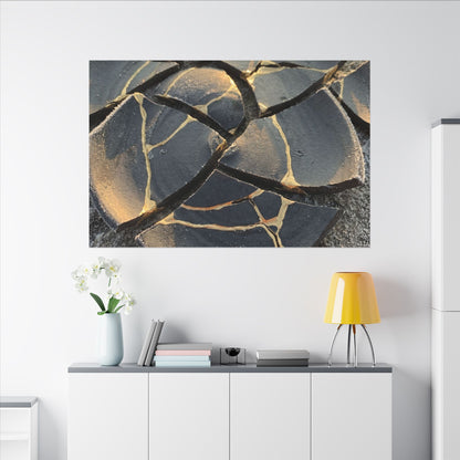 Broken Pottery Winter Canvas Art | Kintsugi Resilient Design
