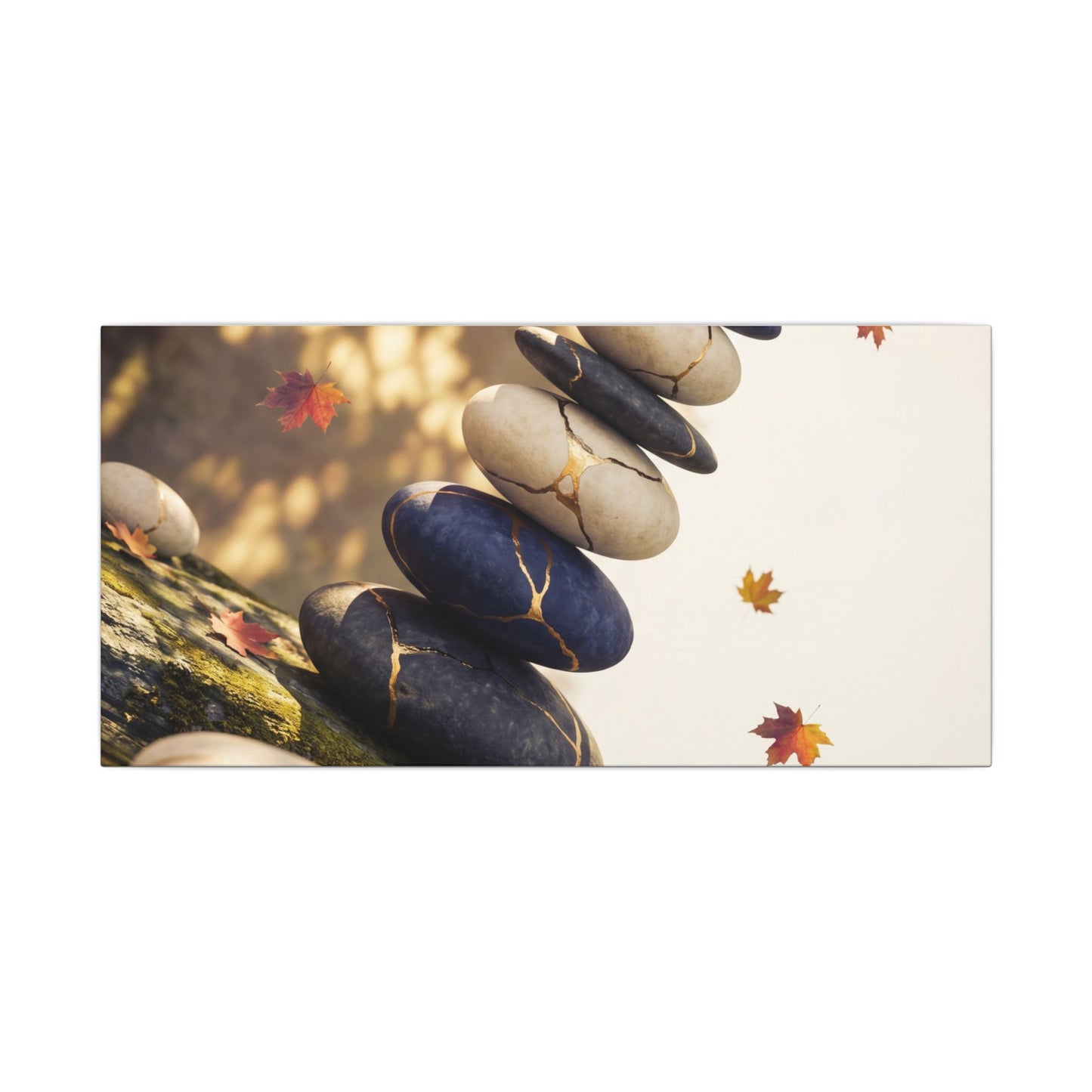 Ma River Stones Canvas Art - Kintsugi Gold Vein
