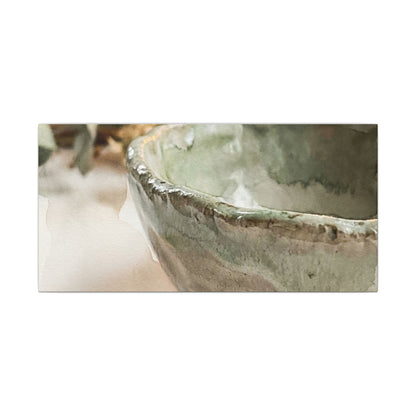 Ceramic Bowl Canvas Art | Summer Japandi Watercolor Art