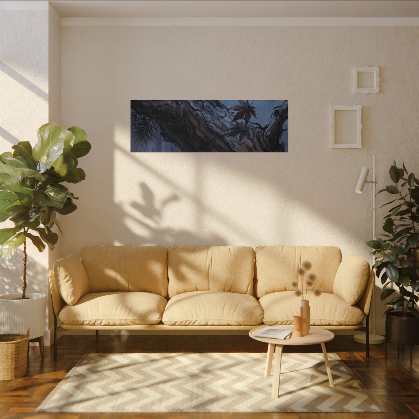 Atmospheric Pine Tree Canvas Art - Shadow Zen Dark Japandi