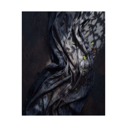 Dark Japandi Silk Drape in Dappled | Dark Texture Wall Art Print
