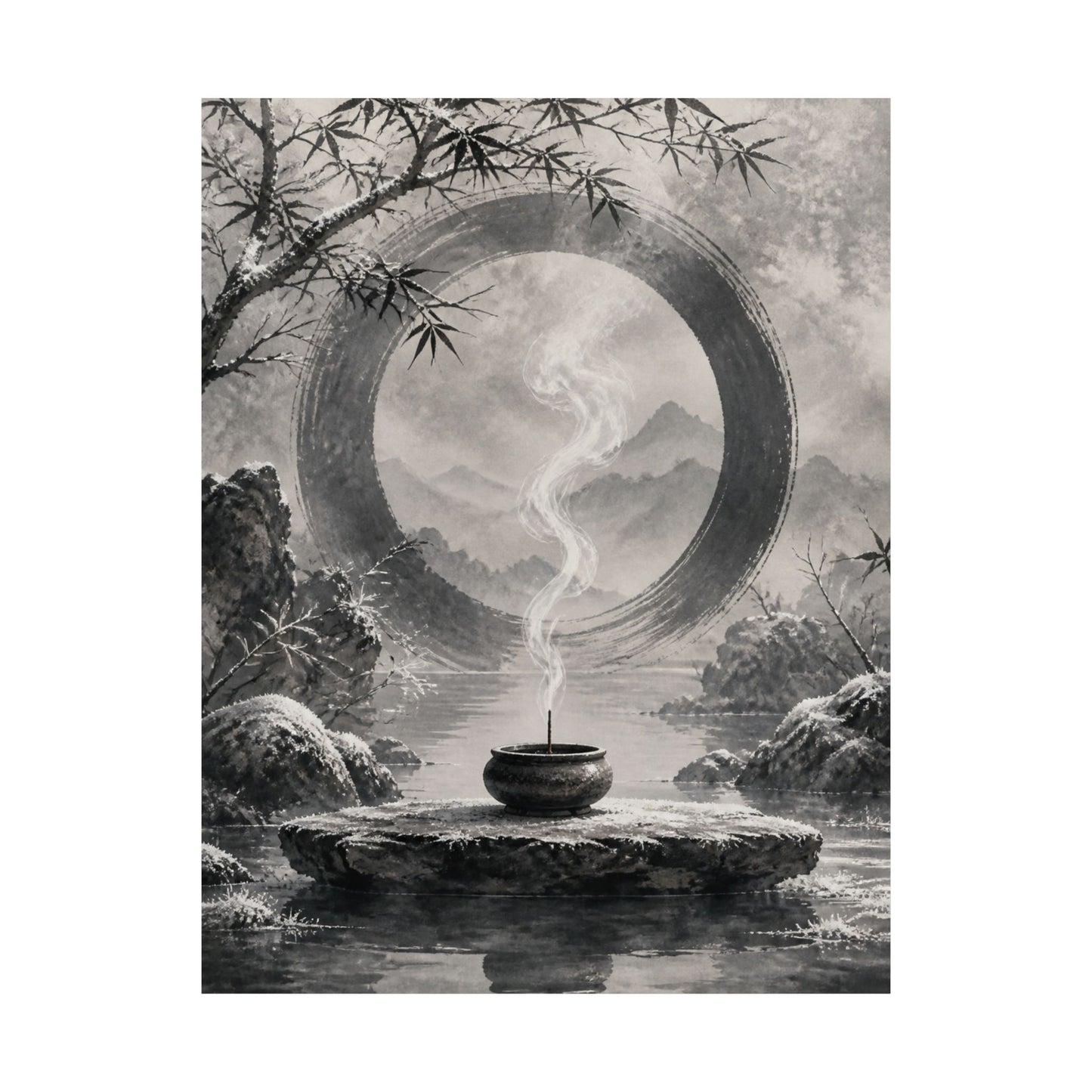 Dappled Incense Smoke Wall Art Print - Zen Seijaku
