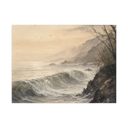 Ocean Wave Spring Canvas Art | Japandi Elegant Design