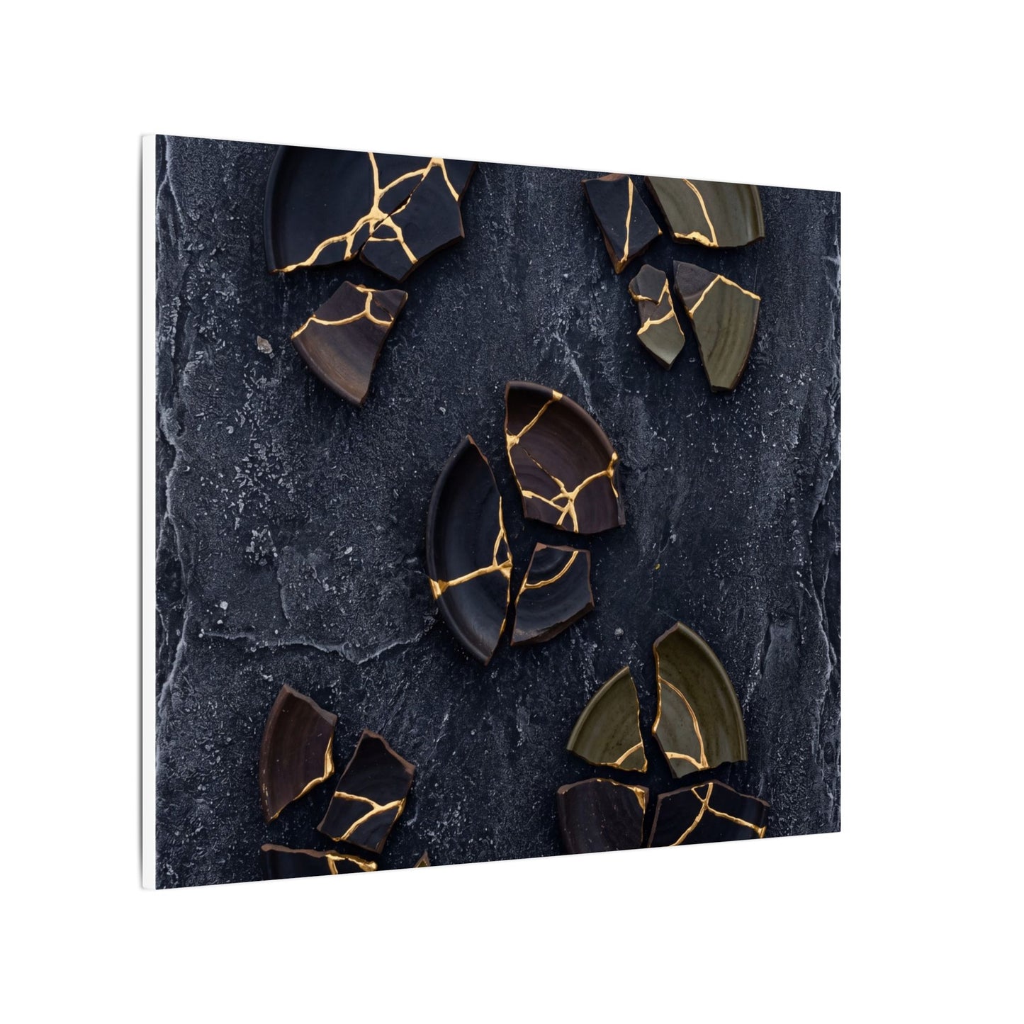 Broken Pottery Canvas Art | Winter Dark Japandi Shadow Zen Art