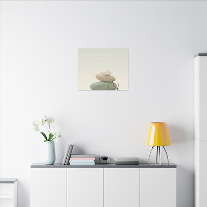 Dawn River Stones Canvas Art - Japandi Fukinsei