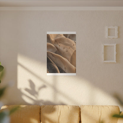 Japandi Silk Drape in Golden Hour | Japanese Pattern Canvas Art