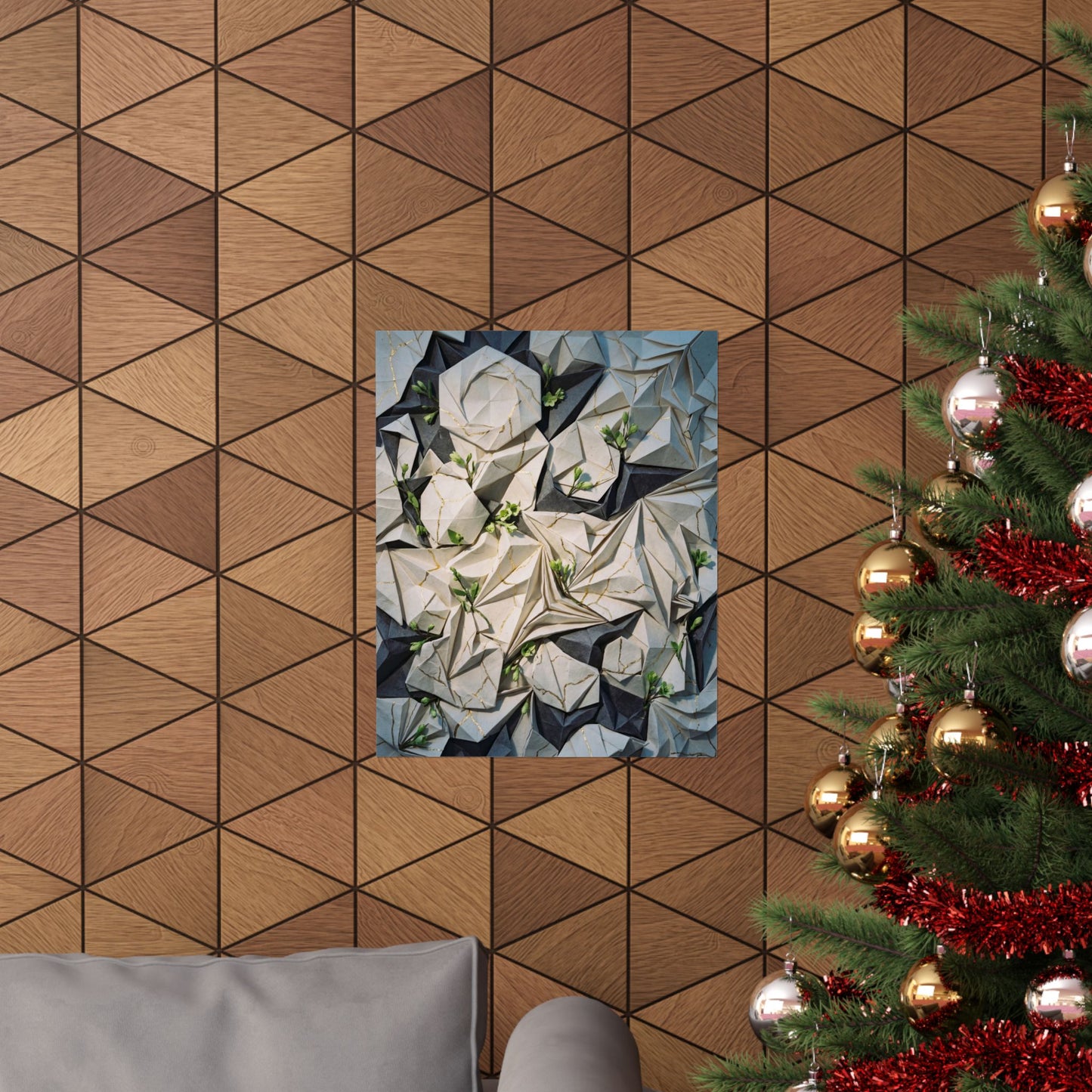 Paper Fold Gold Vein Wall Art Print | Resilient Kintsugi Art