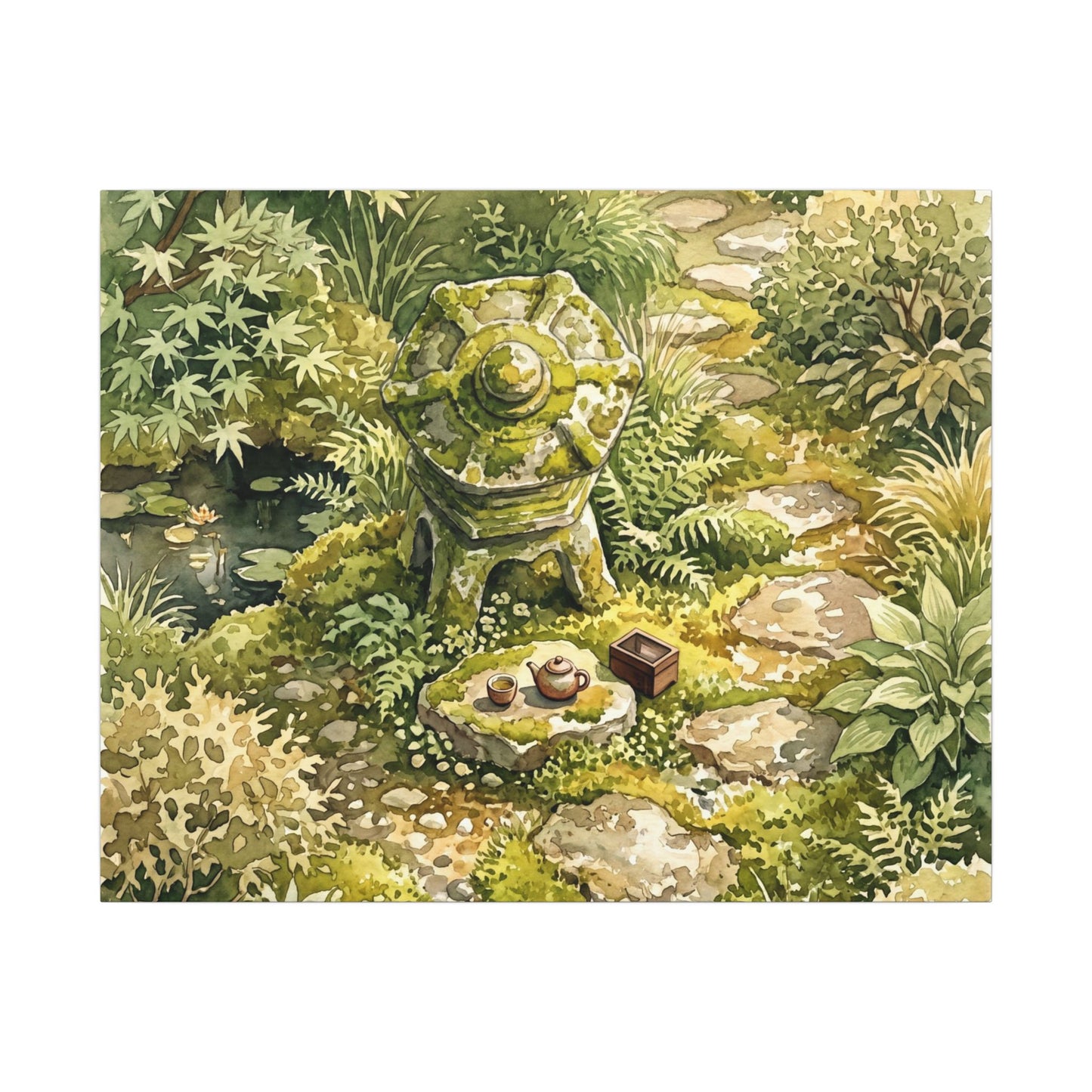 Datsuzoku Stone Lantern Canvas Art - Japandi Watercolor