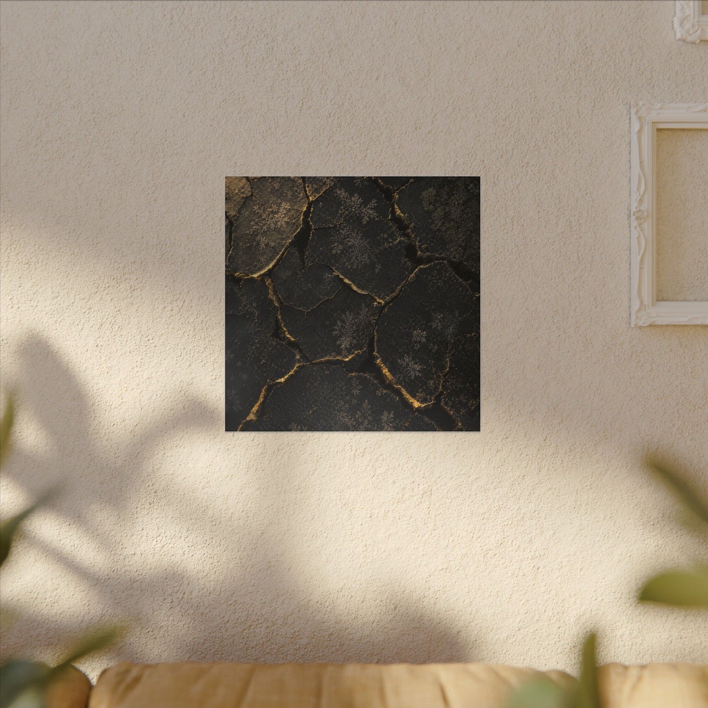 Cracked Earth Canvas Art | Winter Dark Japandi Shadow Zen Art