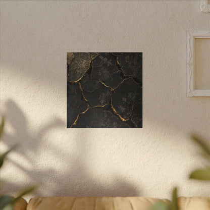 Cracked Earth Canvas Art | Winter Dark Japandi Shadow Zen Art