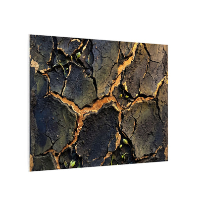 Cracked Earth Spring Canvas Art | Dark Japandi Atmospheric Design