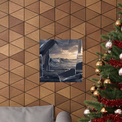 Dark Japandi Ocean Wave in Golden Hour | Shadow Zen Wall Art Print