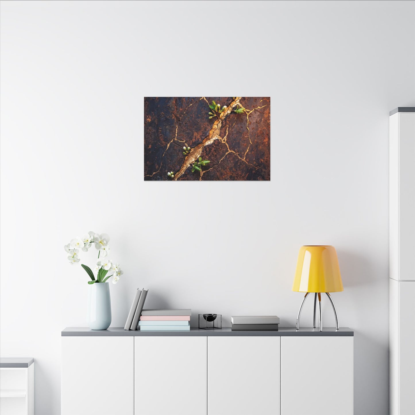 Rust Patina Spring Canvas Art | Kintsugi Resilient Design