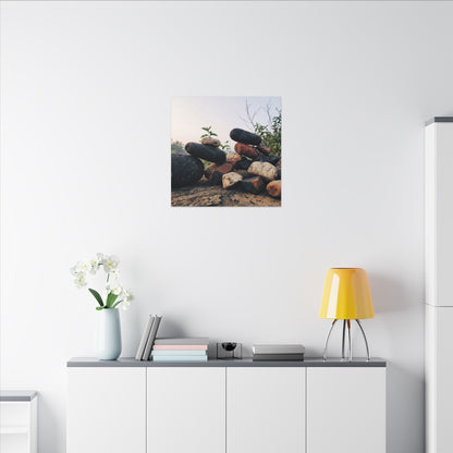 River Stones Canvas Art | Spring Kintsugi Broken Beauty Art