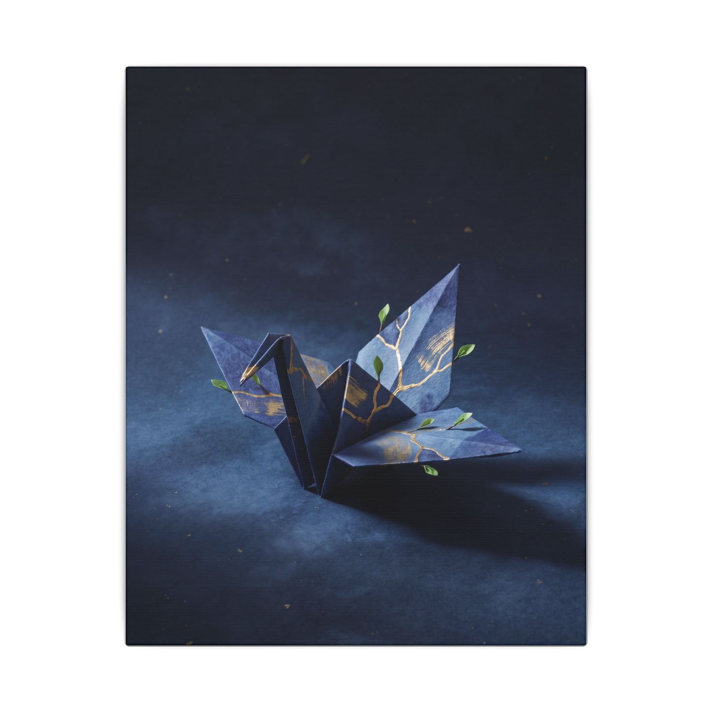 Kintsugi Paper Fold in Moonlight | Crackle Gold Canvas Art