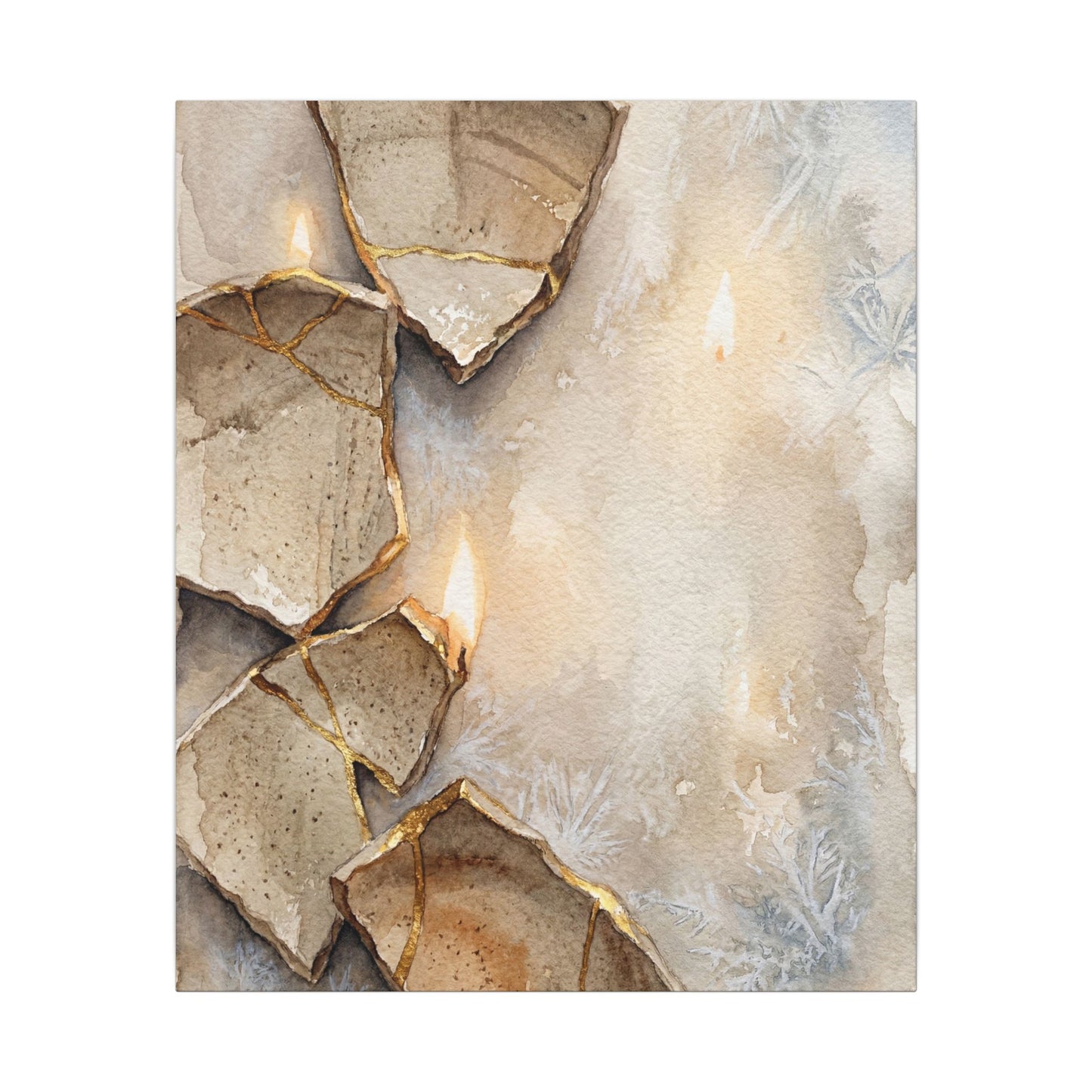 Broken Pottery Winter Canvas Art | Japandi Warm Design