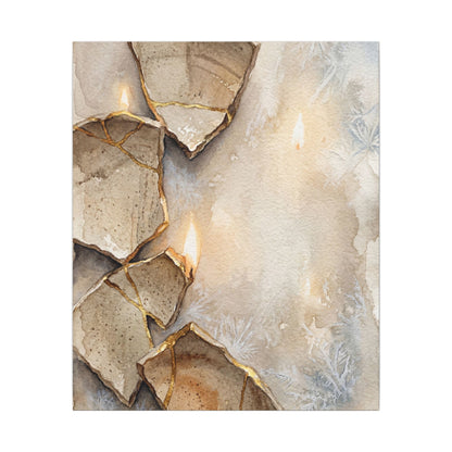 Broken Pottery Winter Canvas Art | Japandi Warm Design