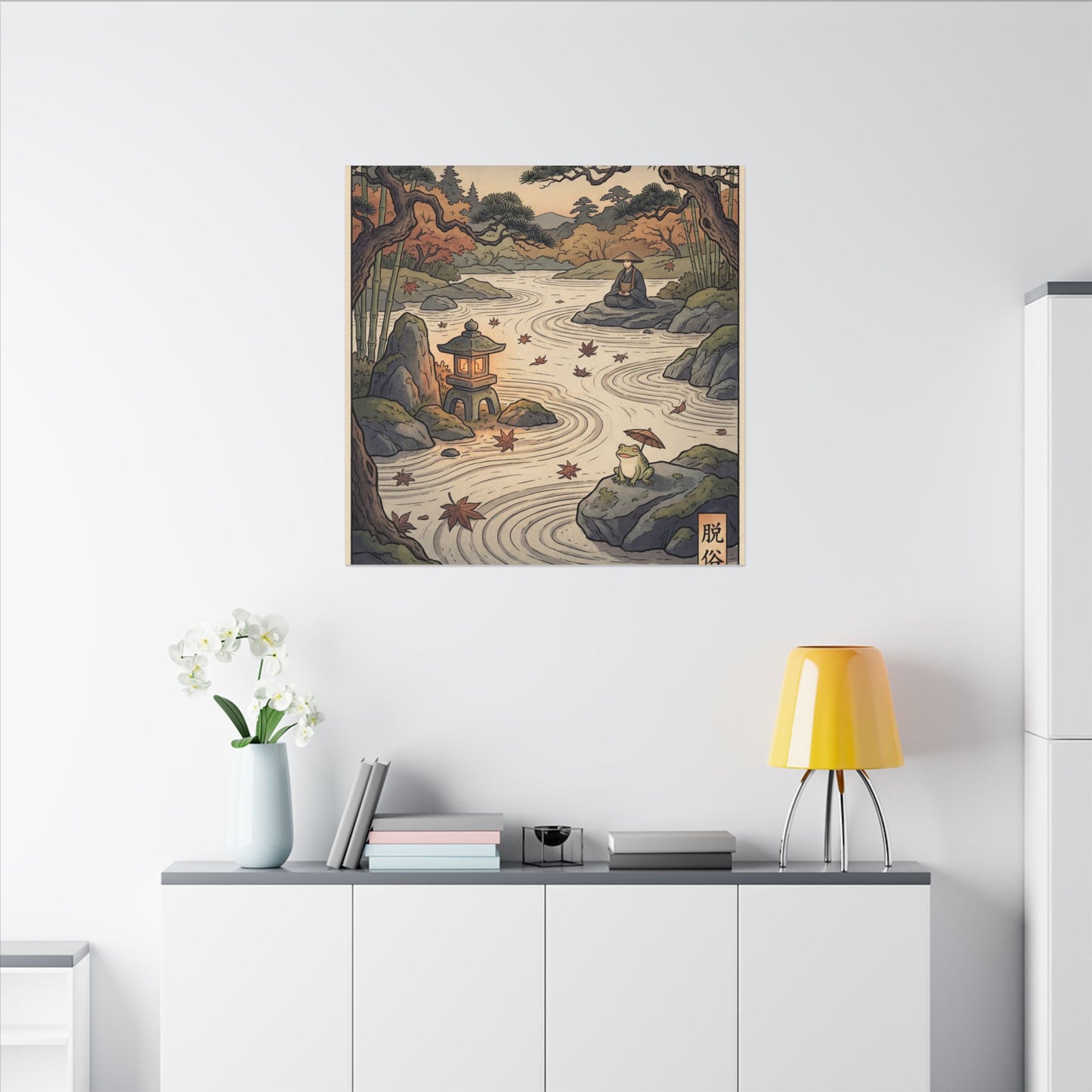 Rock Garden Autumn Canvas Art | Zen Serene Design