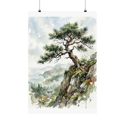 Pine Tree Wall Art Print | Spring Japandi Watercolor Art
