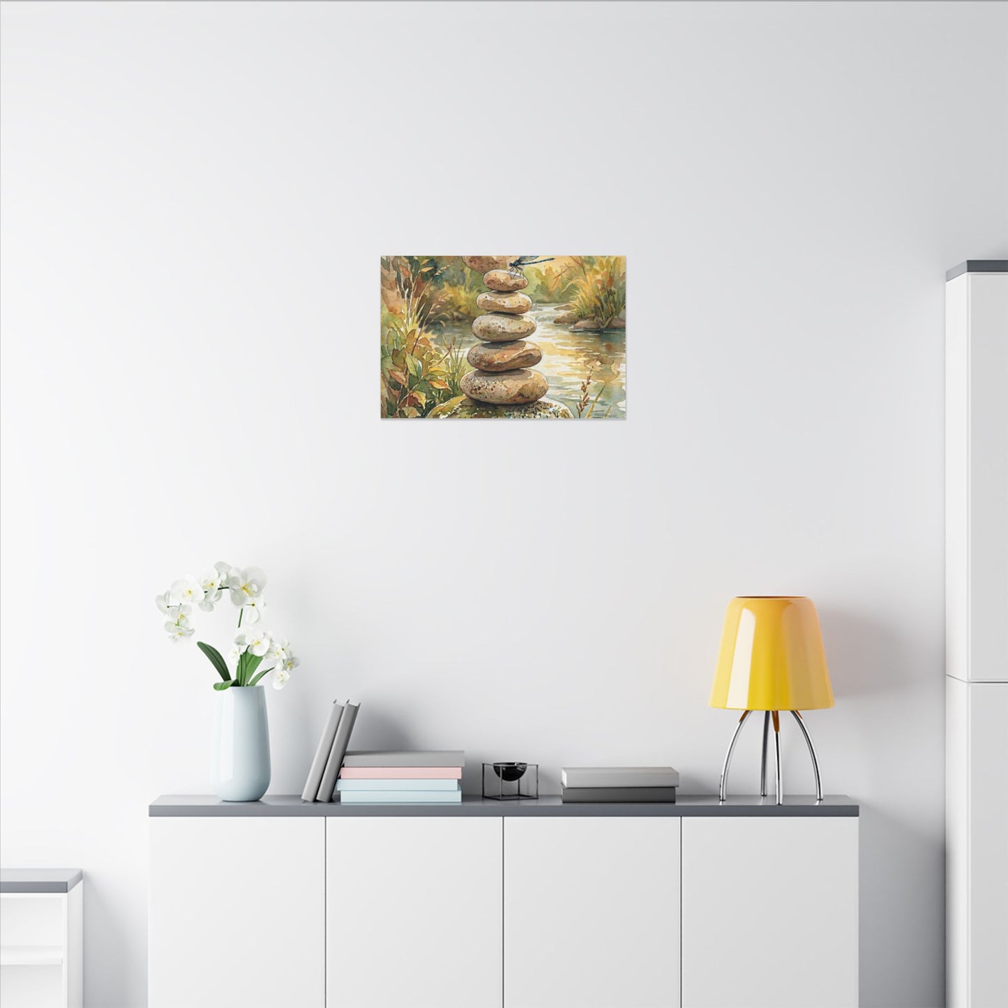 River Stones Summer Canvas Art | Japandi Cozy Design