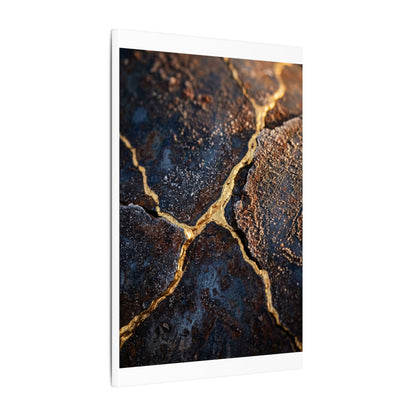 Winter Rust Patina Gold Vein Canvas Art | Resilient Decor