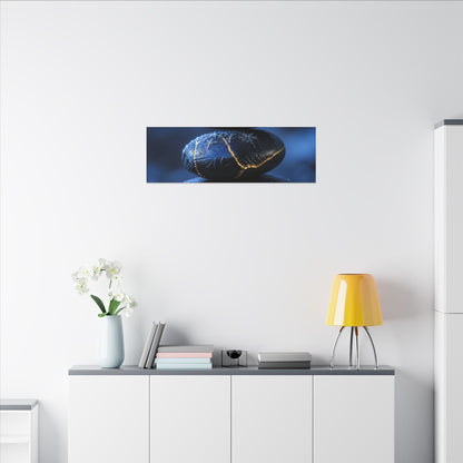 River Stones Canvas Art | Winter Kintsugi Gold Repair Art