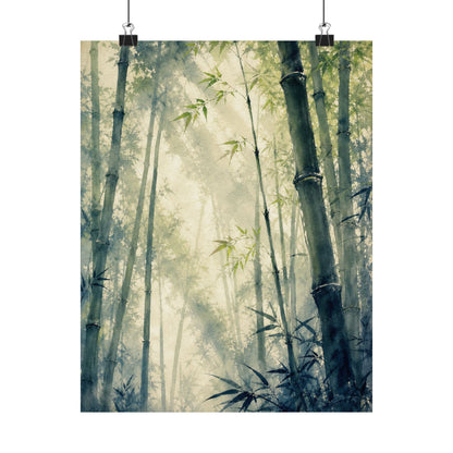 Spring Bamboo Grove Sumi E Wall Art Print | Serene Decor