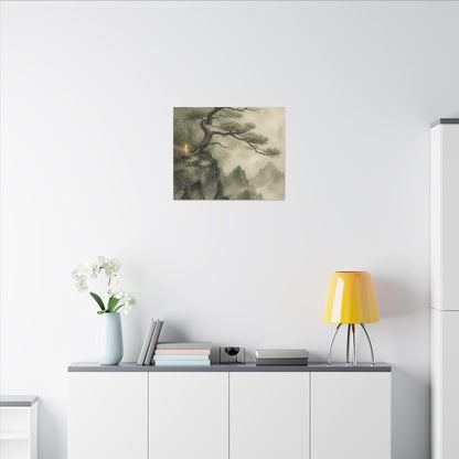Candlelight Pine Tree Canvas Art - Japandi Kanso