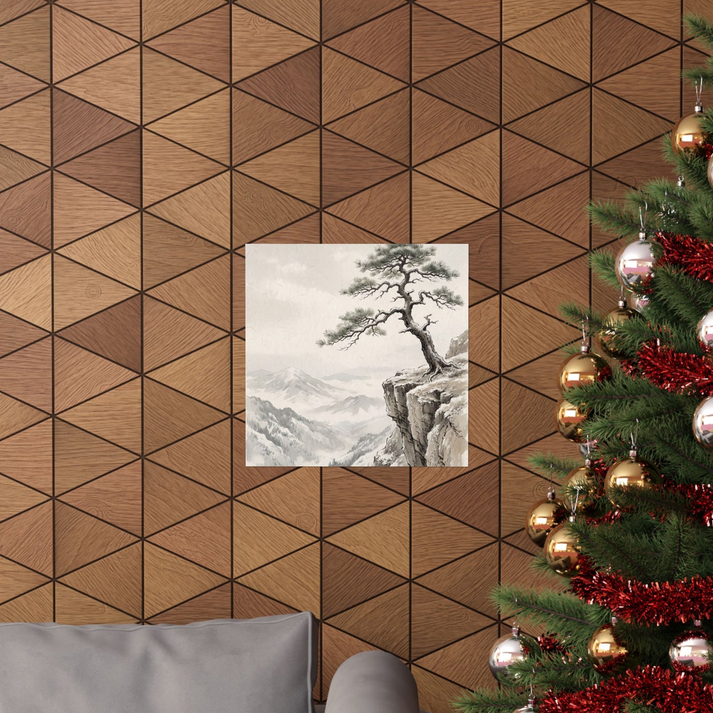 Pine Tree Wall Art Print | Winter Japandi Japanese Pattern Art