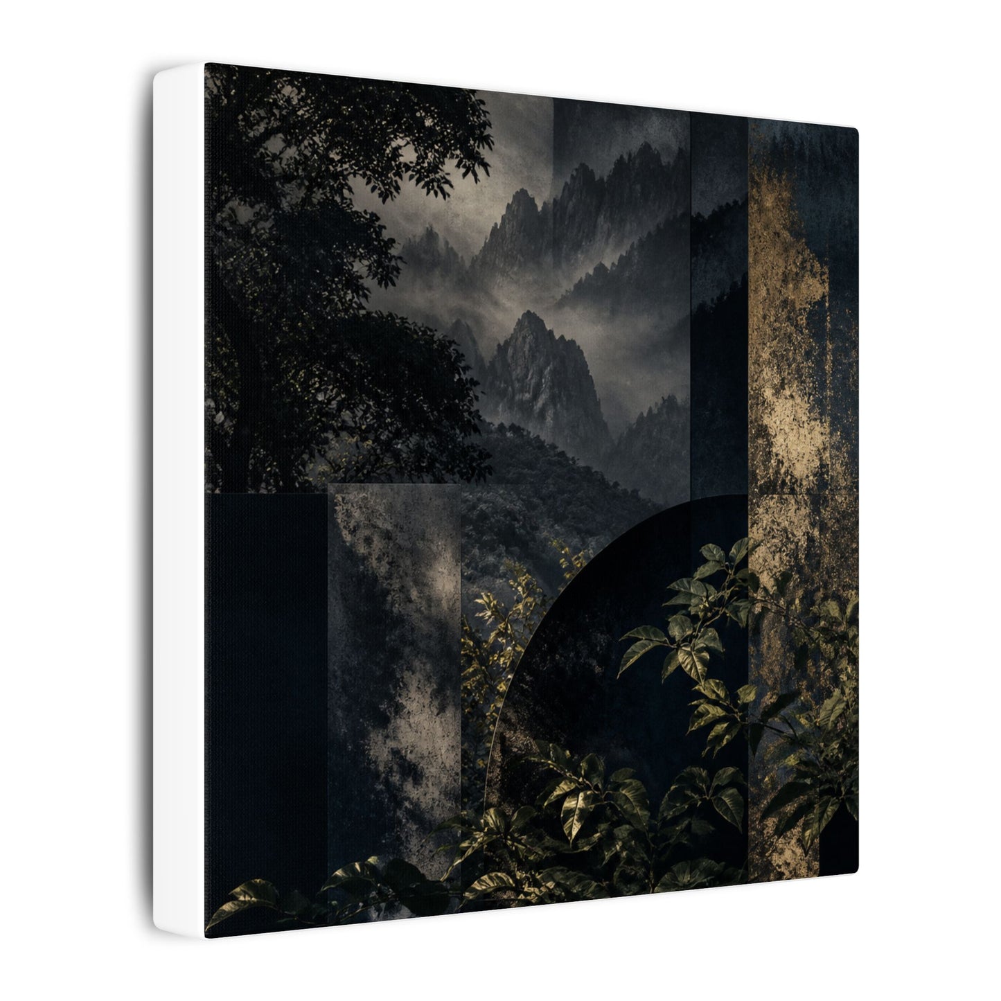 Mountain Mist Summer Canvas Art | Dark Japandi Atmospheric Design