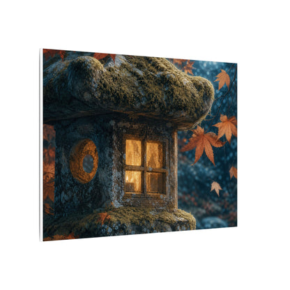 Autumn Stone Lantern Forest Whimsy Canvas Art | Earthy Decor